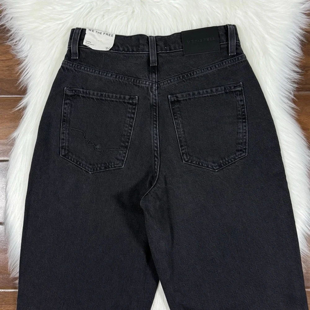 NEW We the Free People‎ Women's Size 24 Washed Black Cora Slouchy Denim Jeans
